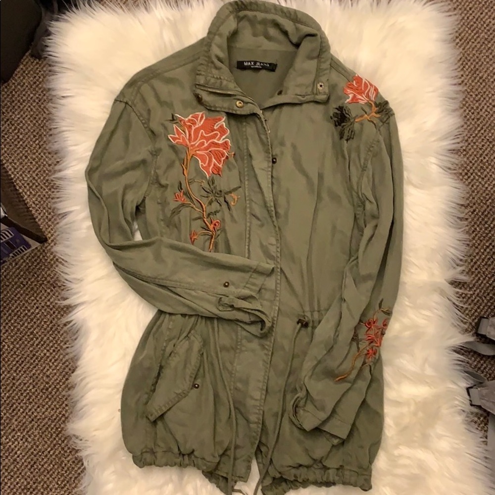 Max Jeans Floral Embroidered Military Jacket